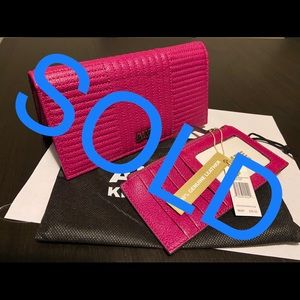 NWT Aimee Kestenberg Biker Babe Bifold Wallet in Power Pink, 2 piece set!
